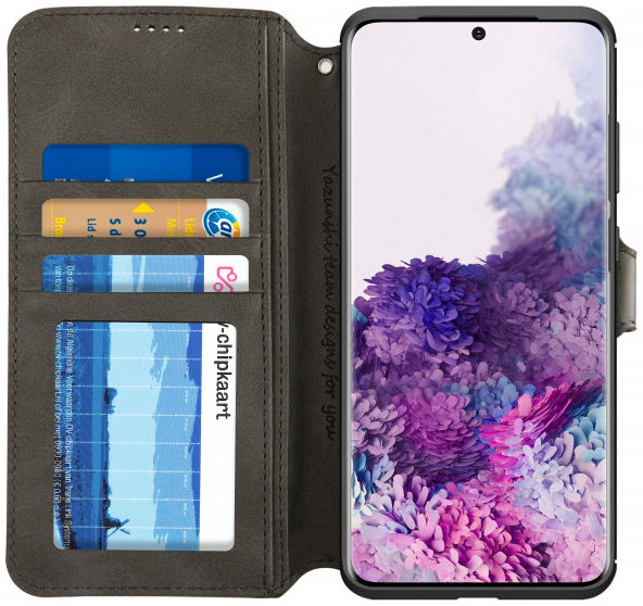 AZNS Samsung Galaxy S20 Plus Hoesje Wallet Case Kunst Leer Grijs afbeelding 1