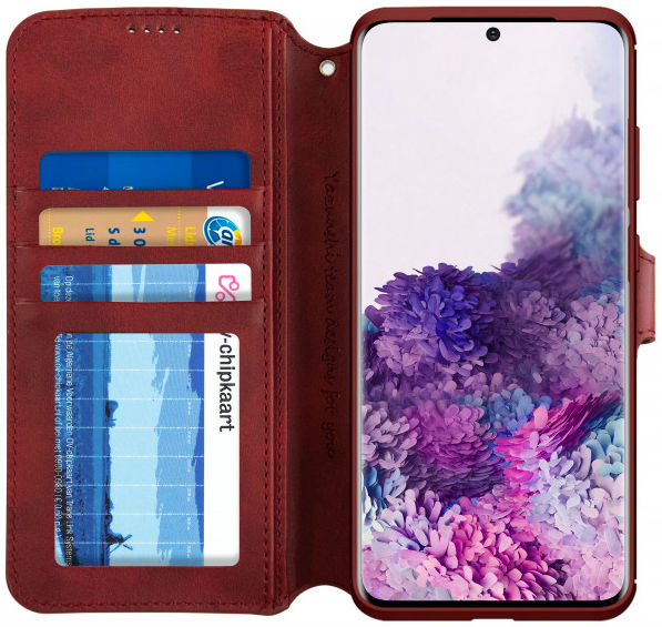 AZNS Samsung Galaxy S20 Plus Hoesje Wallet Case Kunst Leer Rood afbeelding 1
