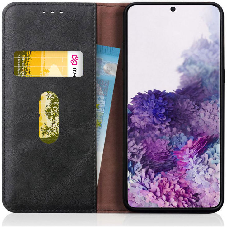 Samsung Galaxy S20 Hoesje Wallet Book Case Vintage Kunst Leer Zwart afbeelding 1