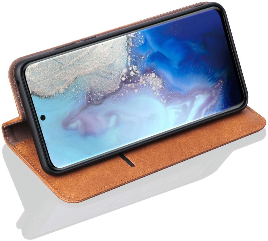 Samsung Galaxy S20 Hoesje Wallet Book Case Vintage Kunst Leer Bruin afbeelding 3