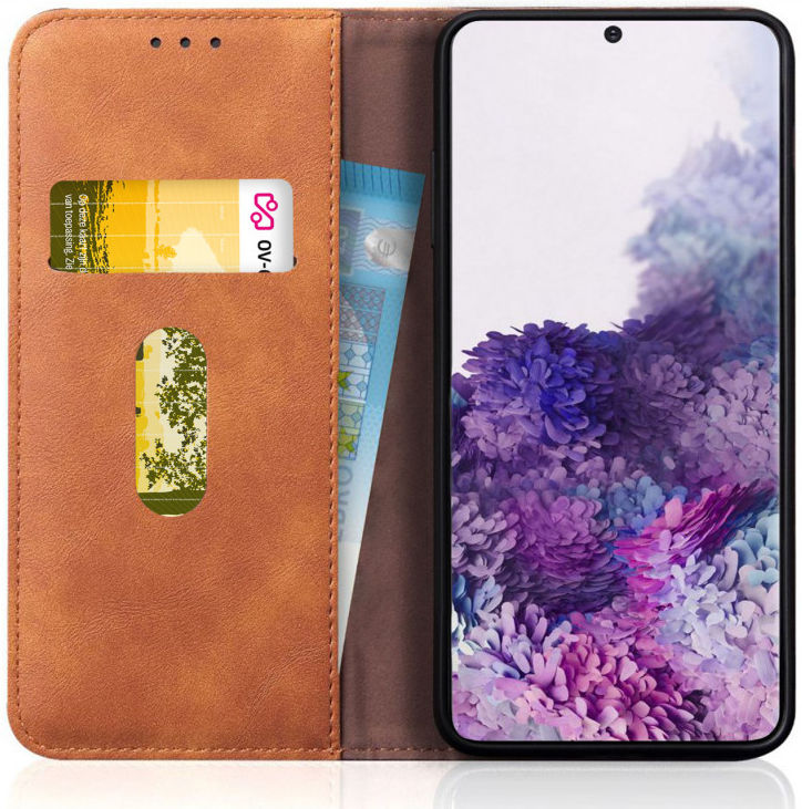 Samsung Galaxy S20 Hoesje Wallet Book Case Vintage Kunst Leer Bruin afbeelding 1