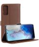 Samsung Galaxy S20 Hoesje Retro Wallet Book Case Kunst Leer Bruin