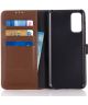 Samsung Galaxy S20 Hoesje Retro Wallet Book Case Kunst Leer Bruin