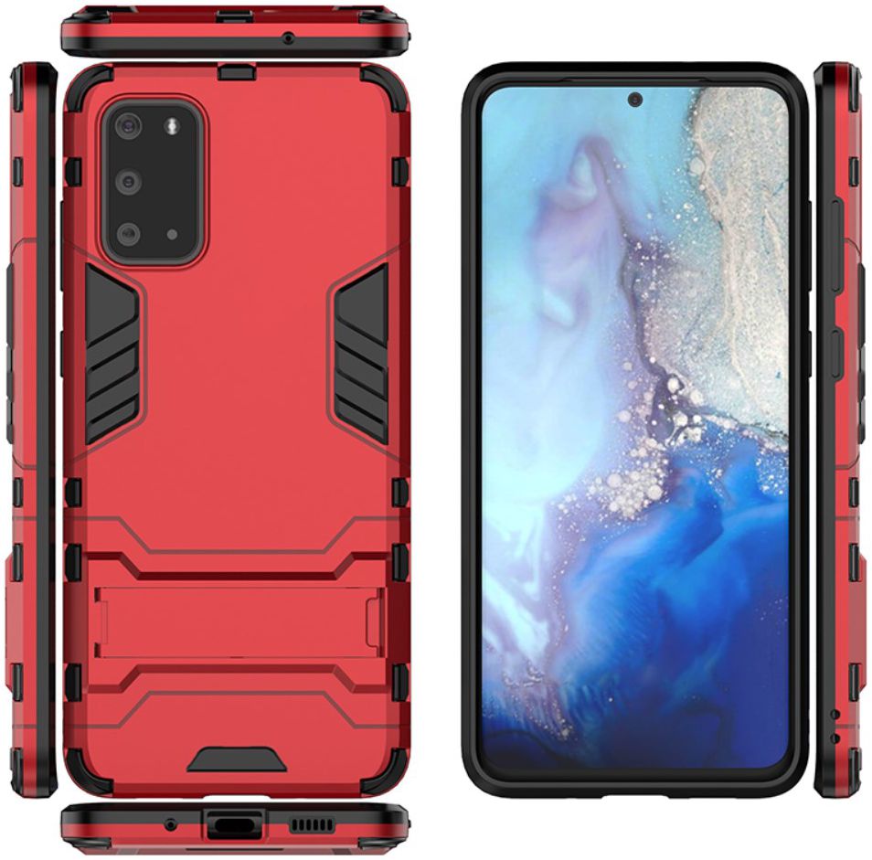 Samsung Galaxy S20 Plus Hybride Hoesje met Kickstand Rood afbeelding 4
