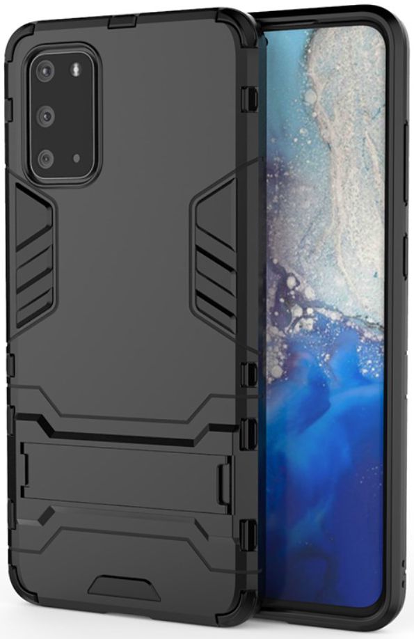 Samsung Galaxy S20 Hoesje Shock Proof Back Cover Met Kickstand Zwart afbeelding 1
