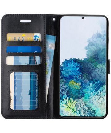 Samsung Galaxy S20 Hoesje Wallet Book Case Pasjes Kunst Leer Zwart Hoesjes