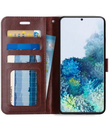 Samsung Galaxy S20 Hoesje Wallet Book Case Pasjes Kunst Leer Bruin Hoesjes