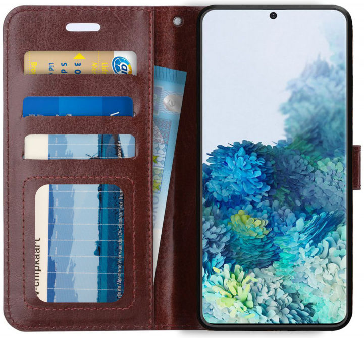 Samsung Galaxy S20 Hoesje Wallet Book Case Pasjes Kunst Leer Bruin afbeelding 1