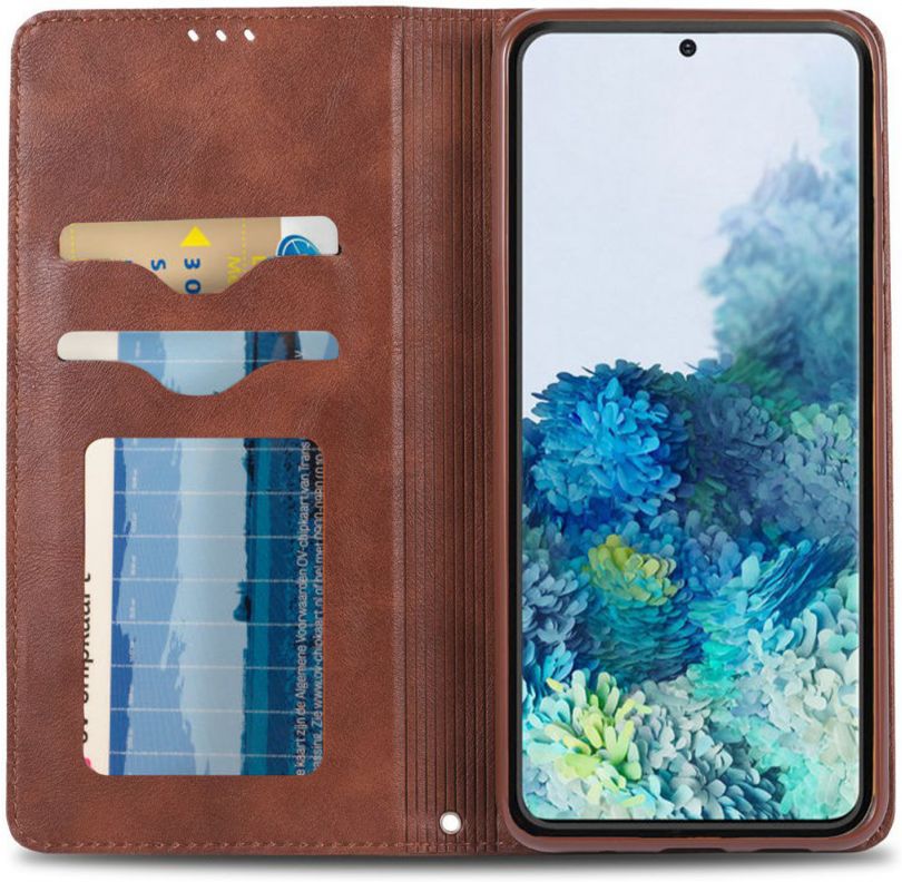 AZNS Samsung Galaxy S20 Plus Hoesje Wallet Book Case Kunst Leer Coffee afbeelding 1