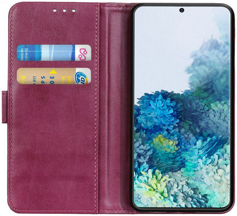 Samsung Galaxy S20 Hoesje Stand Portemonnee Pasjes Kunst Leer Rood afbeelding 1