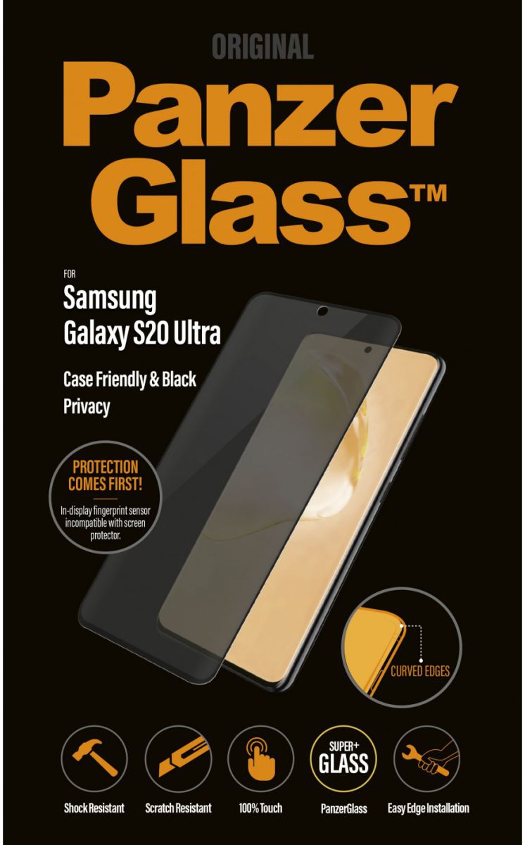 PanzerGlass Privacy Glass Samsung S20 Ultra Screen Protector Zwart afbeelding 1