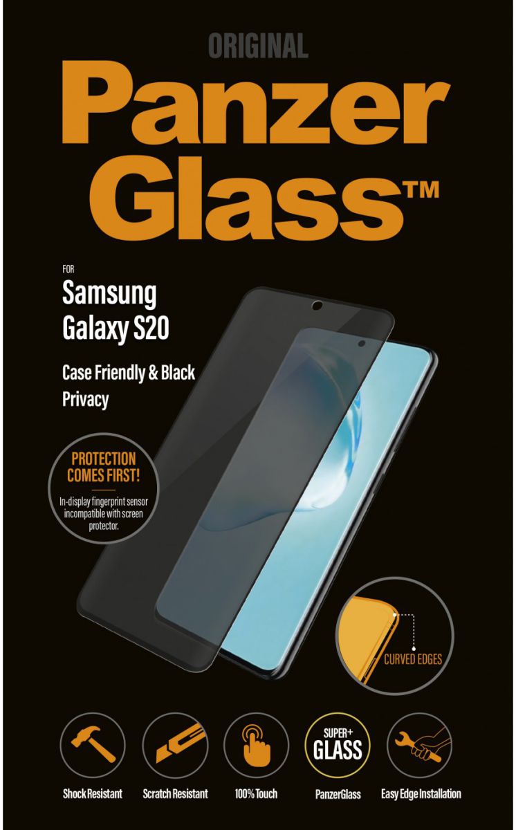 PanzerGlass Privacy Glass Samsung Galaxy S20 Screen Protector Zwart afbeelding 1