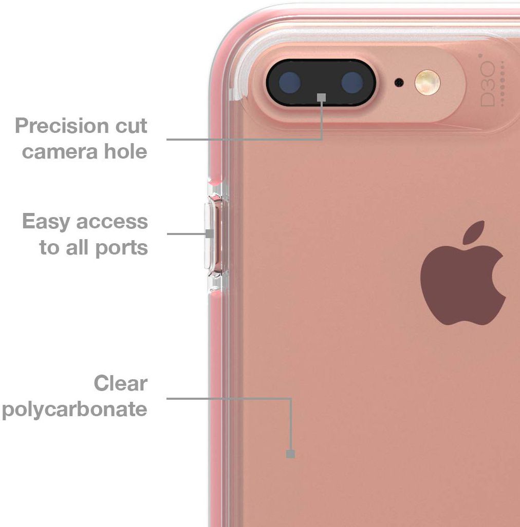 Gear4 D3O Piccadilly Apple iPhone 8 / 7 Plus Hoesje Transparant/Roze afbeelding 9