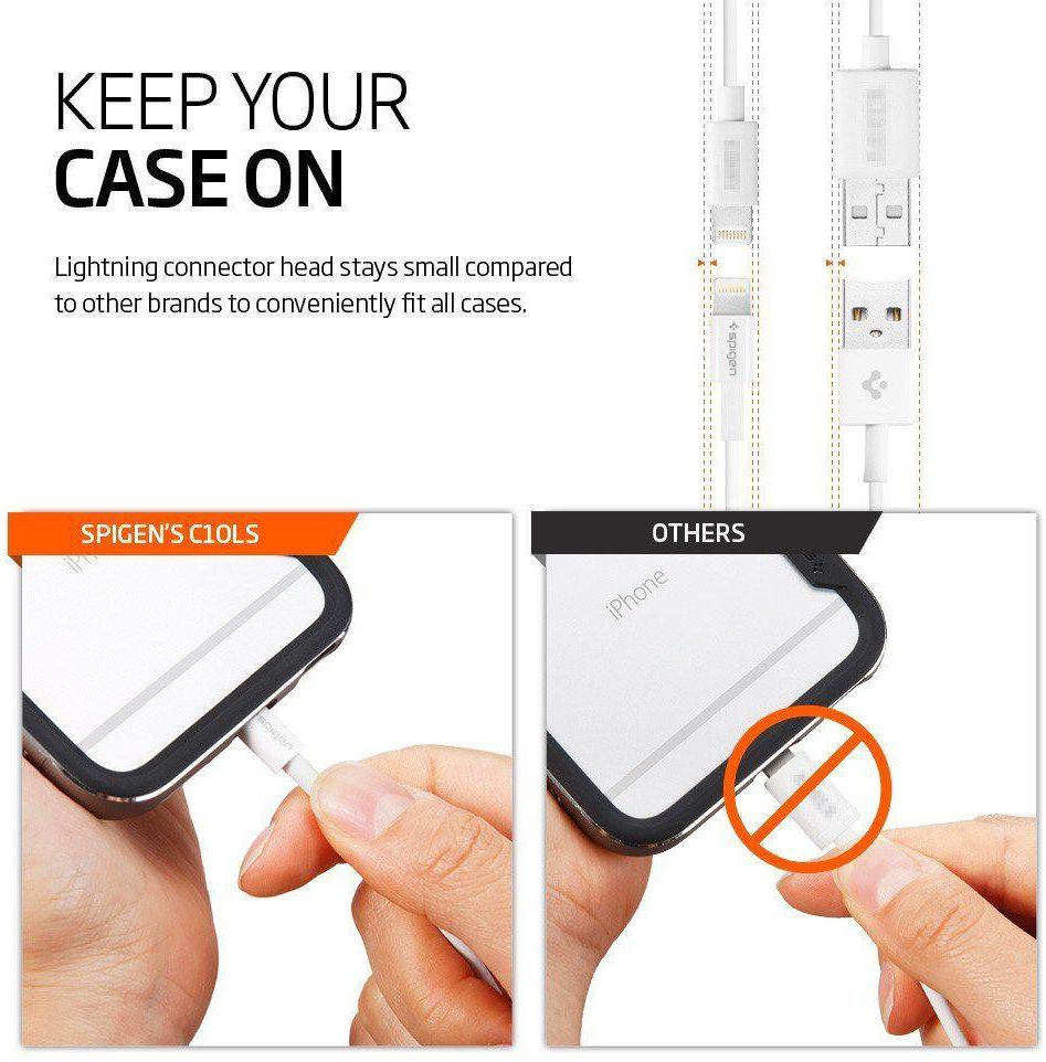 Spigen C10LS Lightning Kabel 1 Meter Wit afbeelding 6