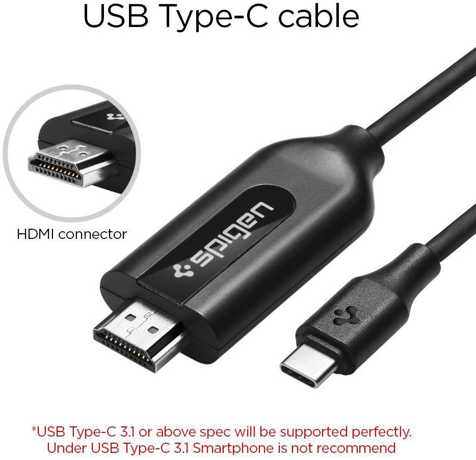 Spigen USB-C naar HDMI Kabel 2 Meter Zwart afbeelding 5
