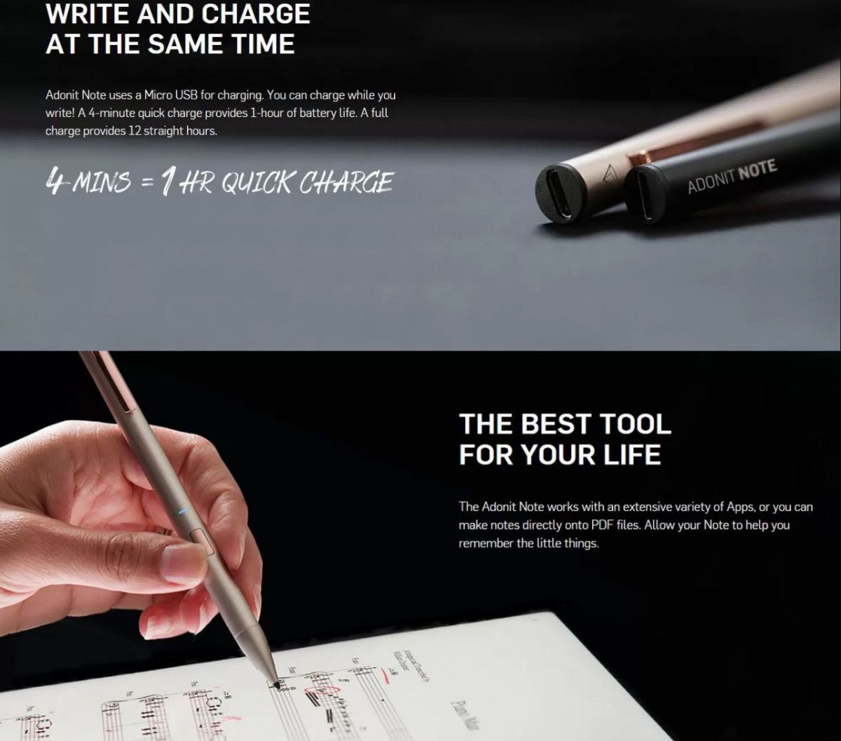 Adonit Note Stylus Pen High Accuracy voor Apple iPad Zwart afbeelding 6