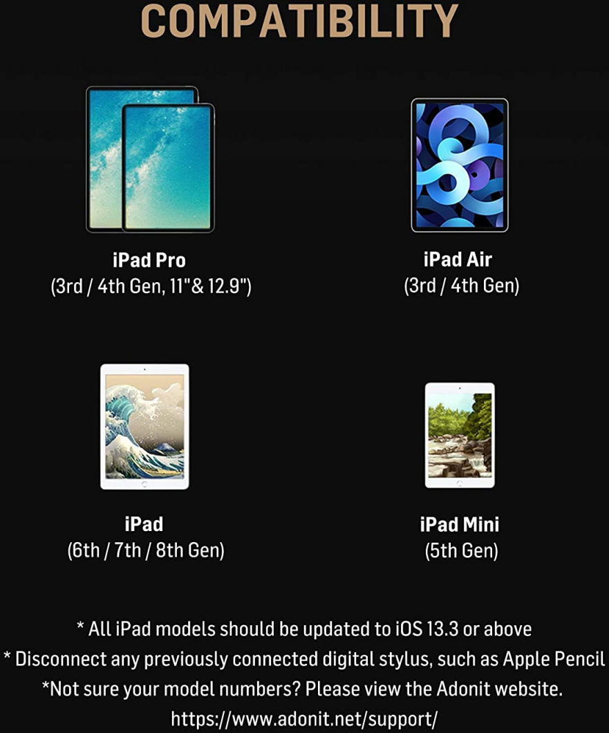 Adonit Note Stylus Pen High Accuracy voor Apple iPad Zwart afbeelding 8
