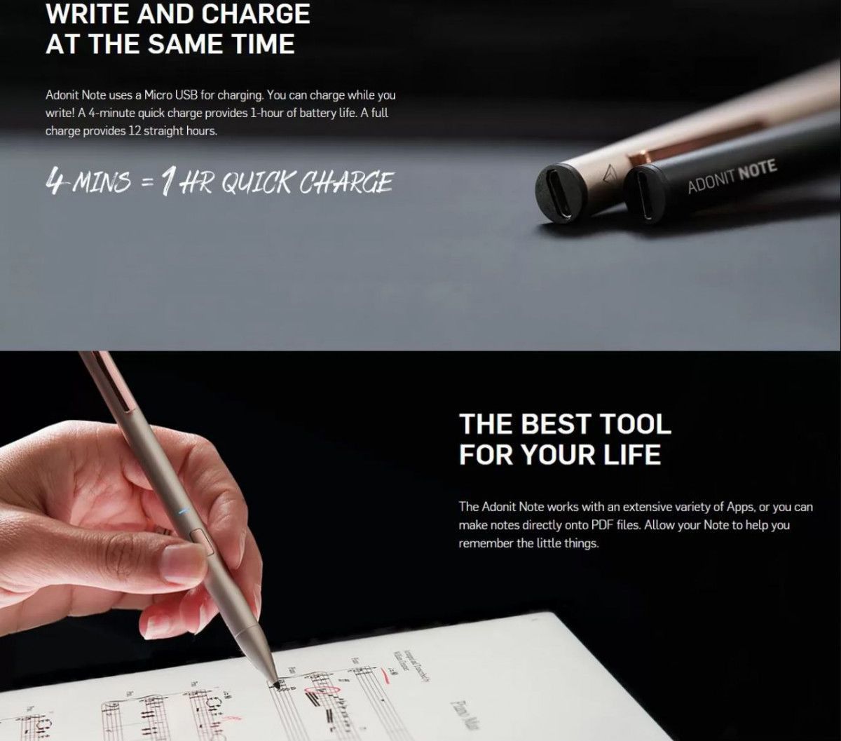 Adonit Note Stylus Pen High Accuracy voor Apple iPad Goud afbeelding 5