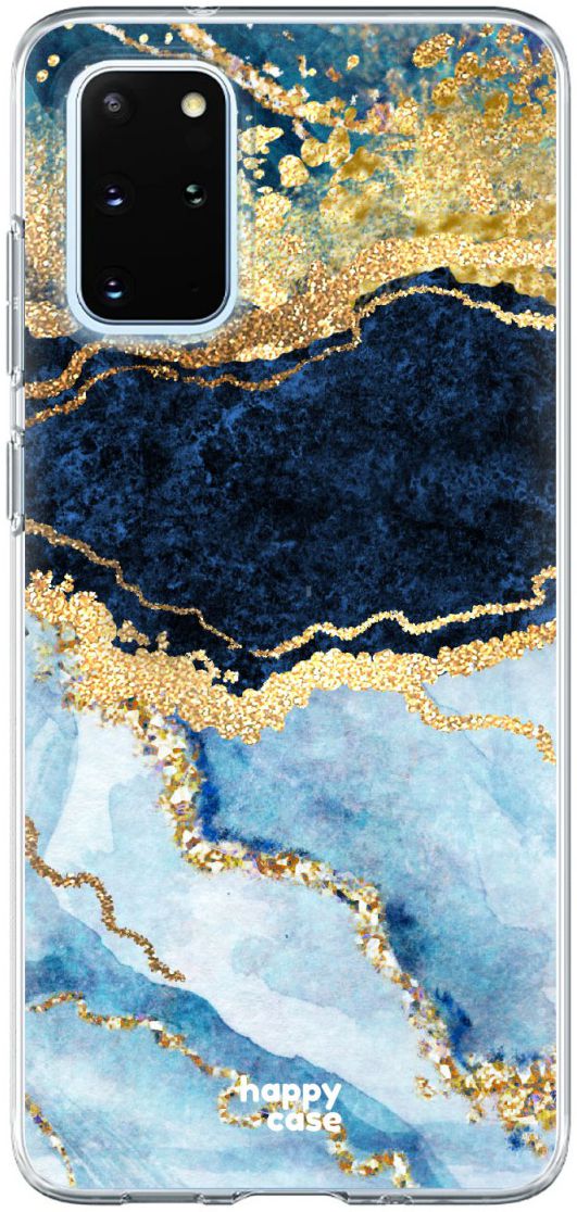 HappyCase Samsung S20 Plus Hoesje Flexibel TPU Blauw Marmer Print afbeelding 1