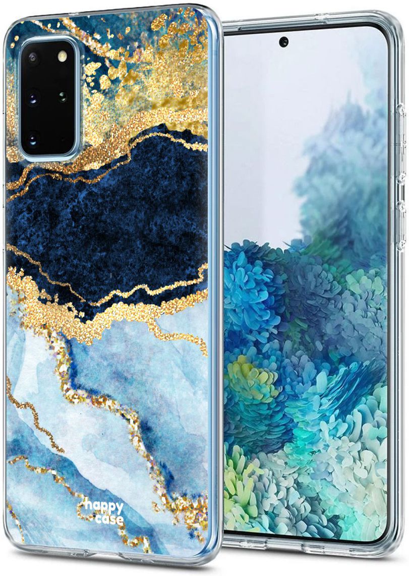 HappyCase Samsung S20 Plus Hoesje Flexibel TPU Blauw Marmer Print afbeelding 2