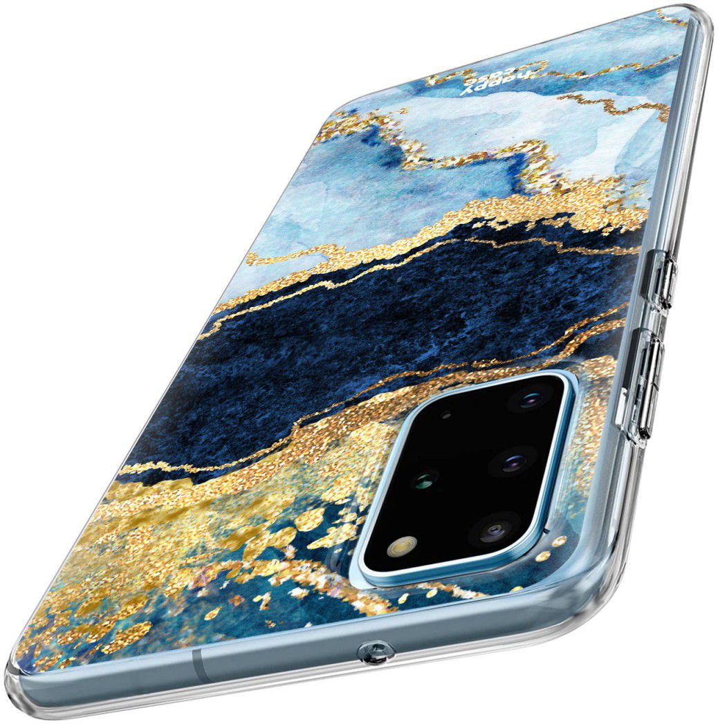 HappyCase Samsung S20 Plus Hoesje Flexibel TPU Blauw Marmer Print afbeelding 6