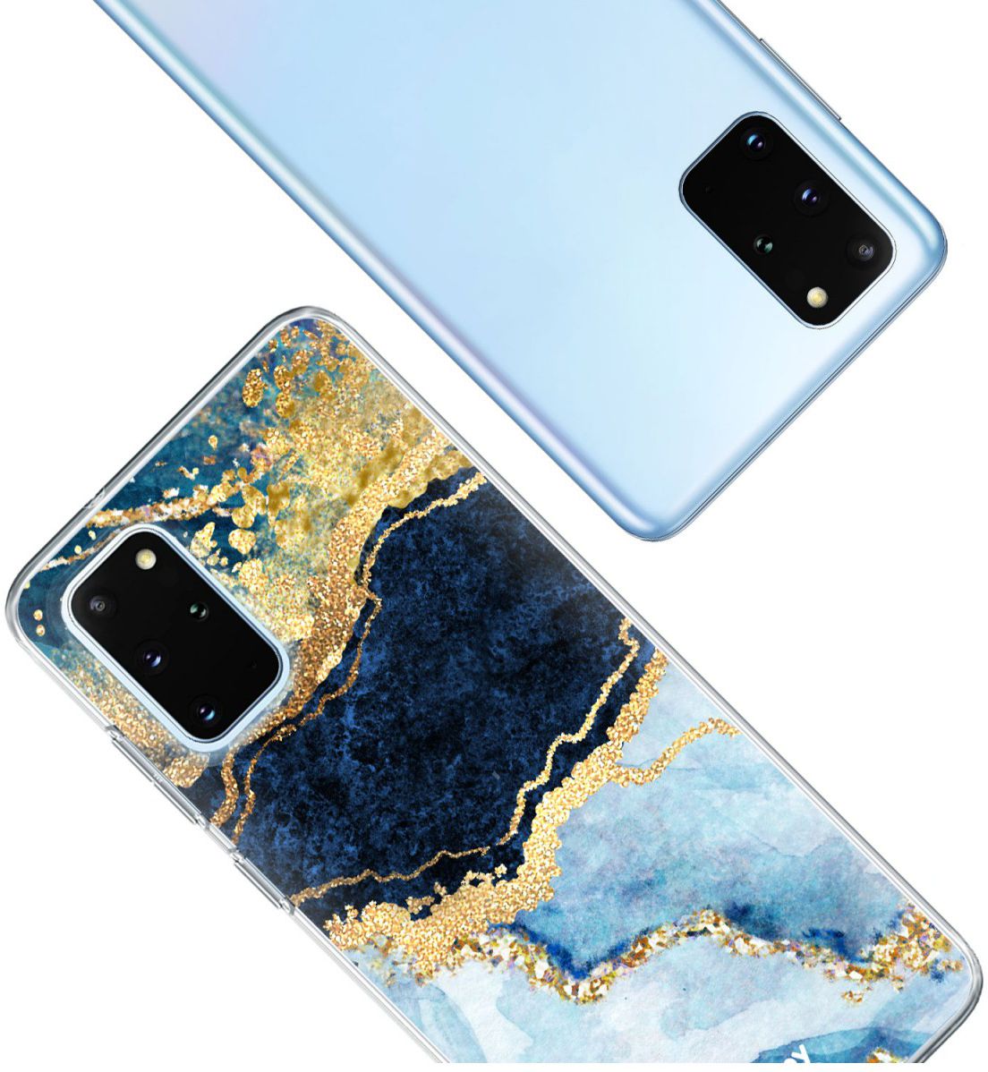 HappyCase Samsung S20 Plus Hoesje Flexibel TPU Blauw Marmer Print afbeelding 8