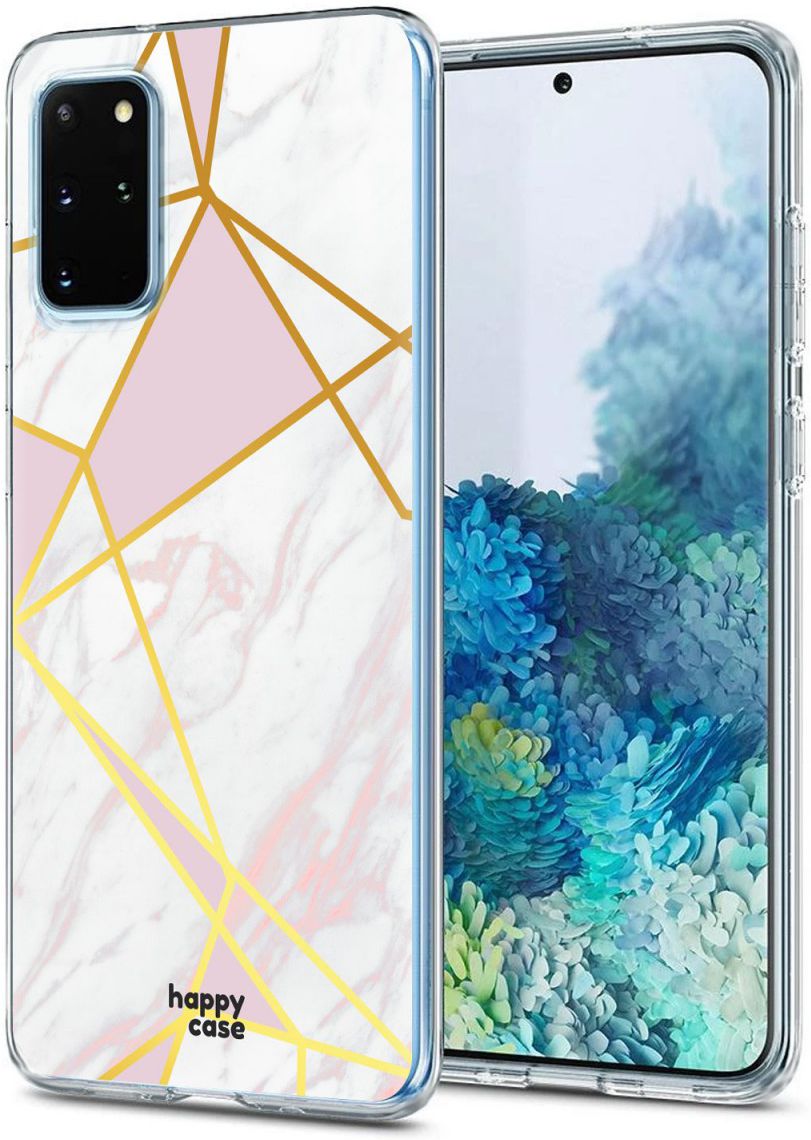 HappyCase Samsung S20 Plus Hoesje Flexibel TPU Roze Marmer Print afbeelding 2
