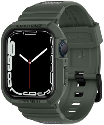 Spigen Rugged Armor Pro Apple Watch 41MM / 40MM Hoesje en Bandje Groen Cases