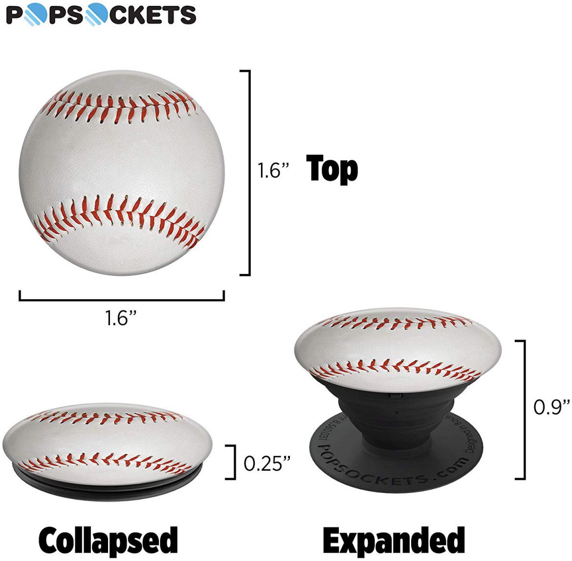 PopSockets PopGrip PopTop Premium Greep en Standaard Baseball afbeelding 7