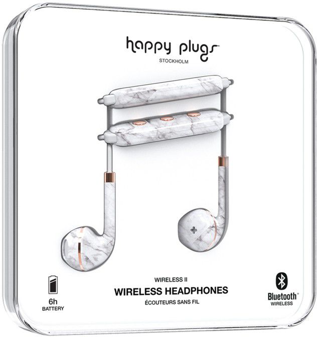 Happy Plugs Wireless II Draadloze In-Ear Bluetooth Headset Wit Marmer afbeelding 6