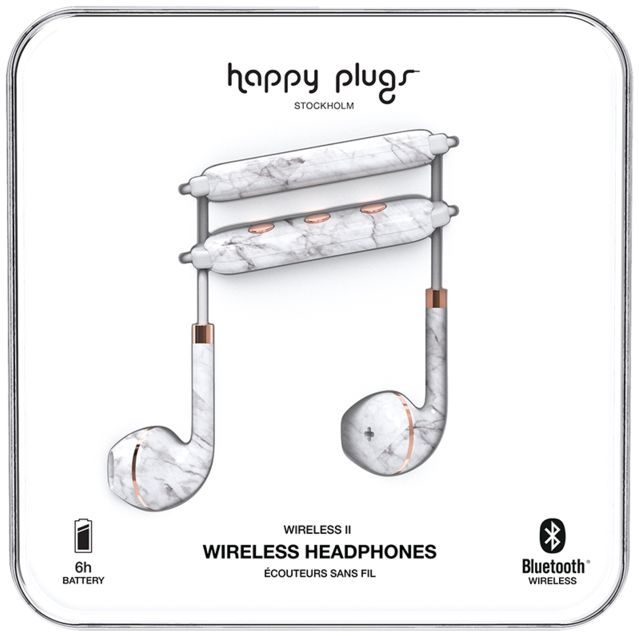 Happy Plugs Wireless II Draadloze In-Ear Bluetooth Headset Wit Marmer afbeelding 5
