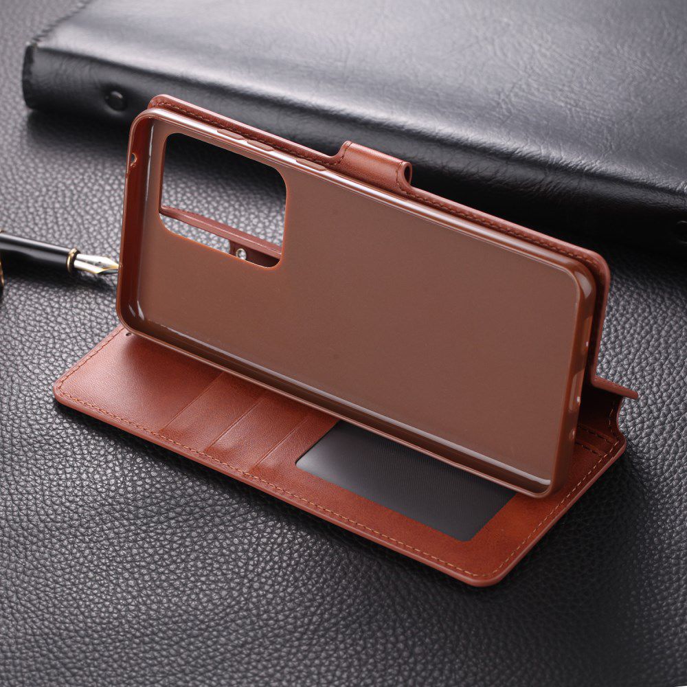 AZNS Samsung Galaxy S20 Ultra Portemonnee Stand Hoesje Bruin afbeelding 7