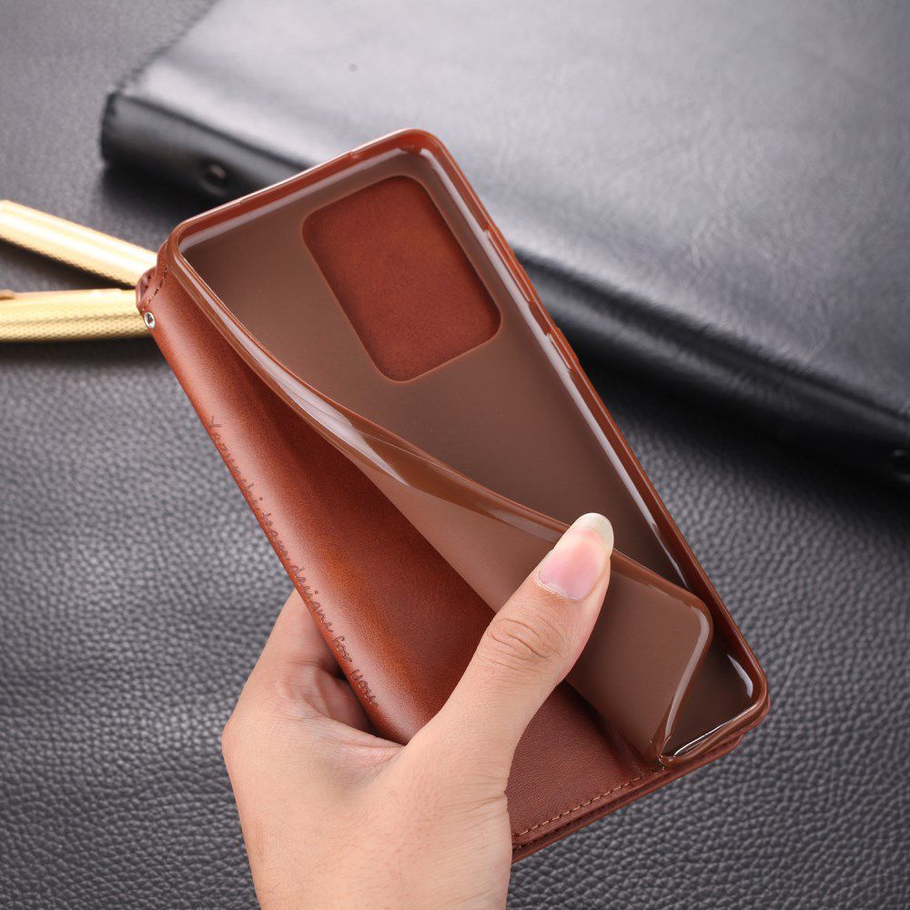 AZNS Samsung Galaxy S20 Ultra Portemonnee Stand Hoesje Bruin afbeelding 9