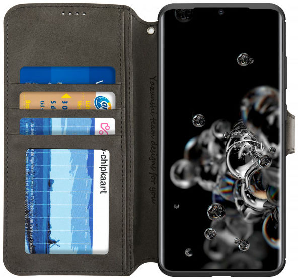 AZNS Samsung Galaxy S20 Ultra Portemonnee Stand Hoesje Grijs afbeelding 1