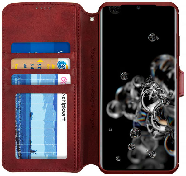 AZNS Samsung Galaxy S20 Ultra Portemonnee Stand Hoesje Rood afbeelding 1