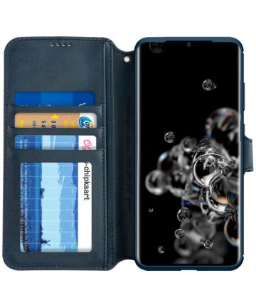 AZNS Samsung Galaxy S20 Ultra Portemonnee Stand Hoesje Blauw Hoesjes