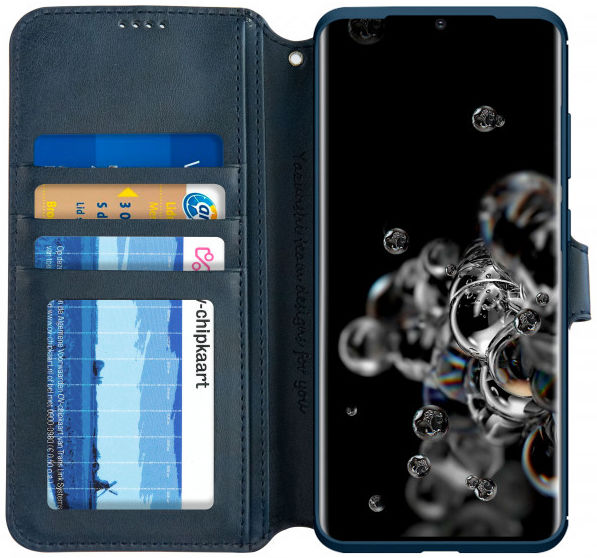 AZNS Samsung Galaxy S20 Ultra Portemonnee Stand Hoesje Blauw afbeelding 1