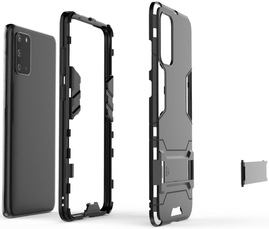 Samsung Galaxy S20 Ultra Hybride Hoesje met Kickstand Zwart afbeelding 7