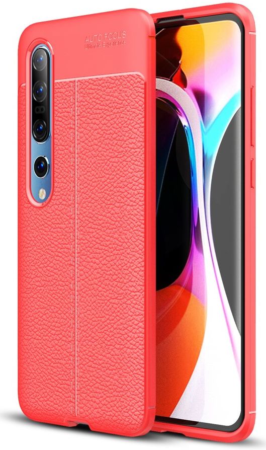 Xiaomi Mi 10 (Pro) Hoesje TPU Leer Design Rood afbeelding 1