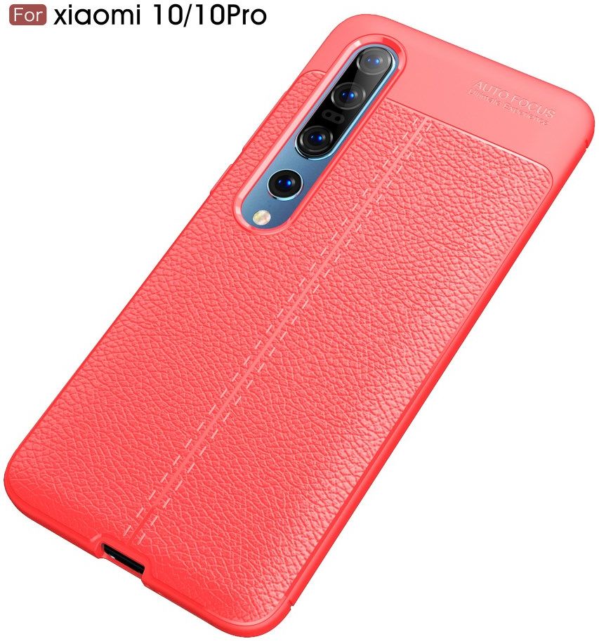 Xiaomi Mi 10 (Pro) Hoesje TPU Leer Design Rood afbeelding 3