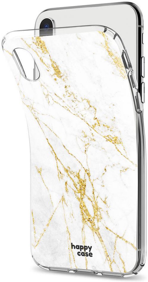HappyCase Apple iPhone XS Hoesje  Flexibel TPU Wit Marmer Print afbeelding 7