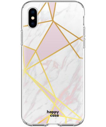 HappyCase Apple iPhone XS Hoesje Flexibel TPU Roze Marmer Print Hoesjes