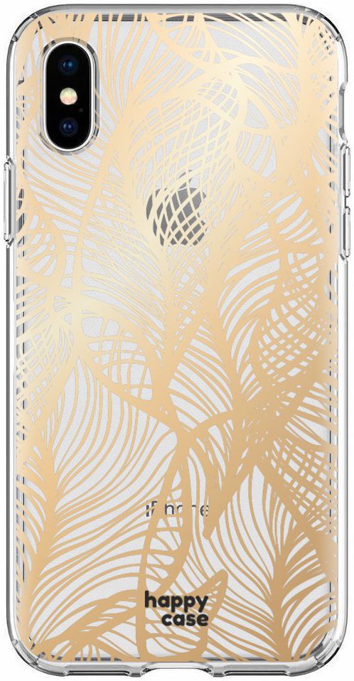 HappyCase Apple iPhone XS Hoesje Flexibel TPU Golden Leaves Print afbeelding 1