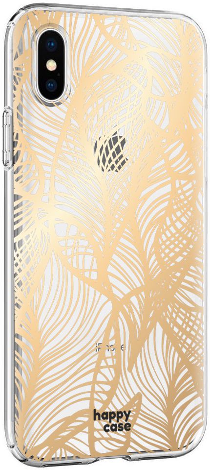 HappyCase Apple iPhone XS Hoesje Flexibel TPU Golden Leaves Print afbeelding 4