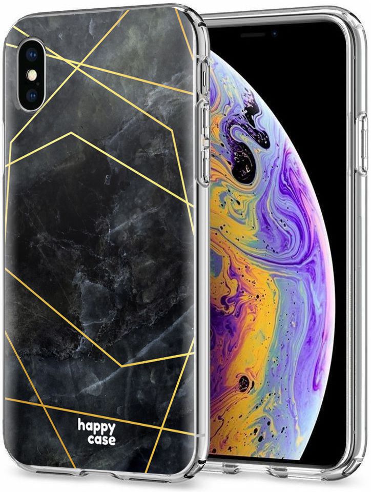 HappyCase Apple iPhone XS Hoesje Flexibel TPU Zwart Marmer Print afbeelding 2