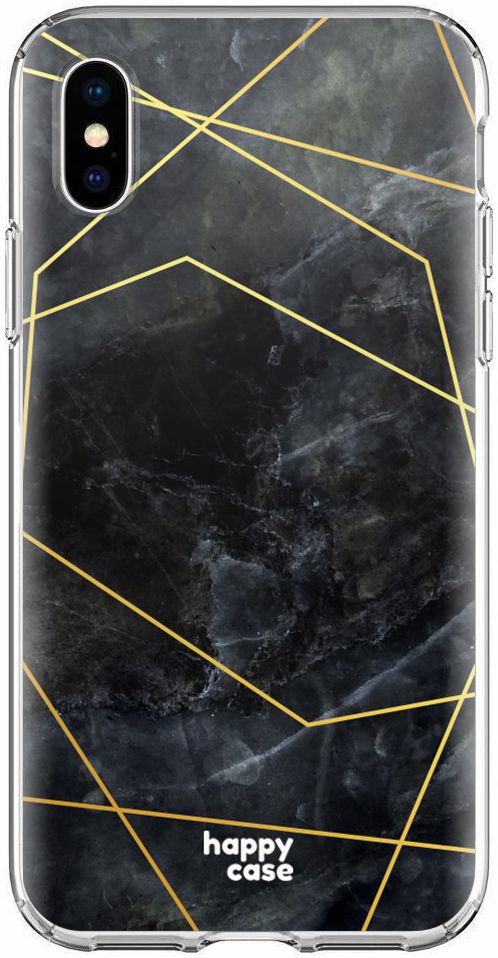HappyCase Apple iPhone XS Hoesje Flexibel TPU Zwart Marmer Print afbeelding 1