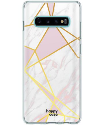 HappyCase Samsung Galaxy S10 Hoesje Flexibel TPU Roze Marmer Print Hoesjes