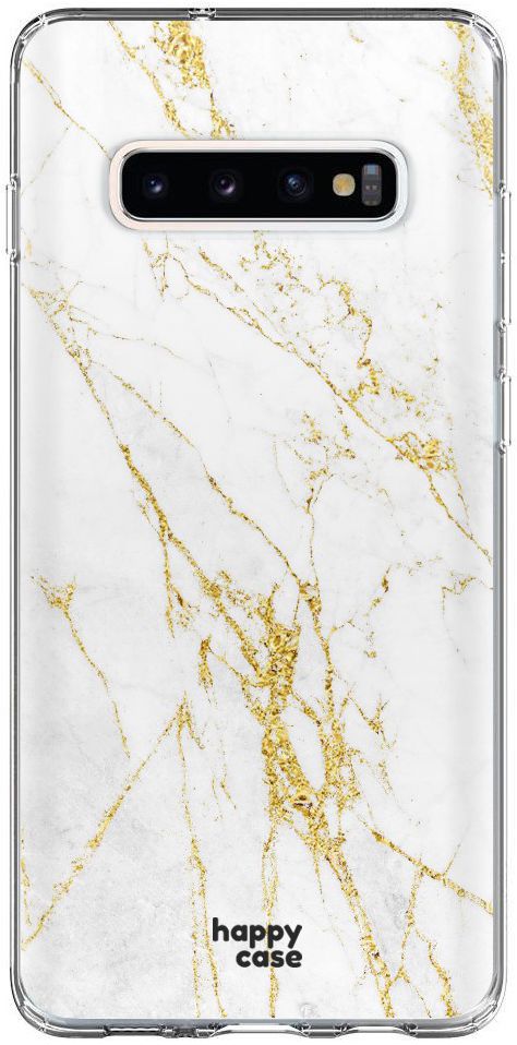 HappyCase Samsung Galaxy S10 Plus Hoesje Flexibel TPU Wit Marmer Print afbeelding 1