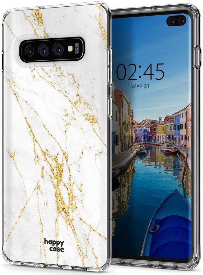 HappyCase Samsung Galaxy S10 Plus Hoesje Flexibel TPU Wit Marmer Print afbeelding 2