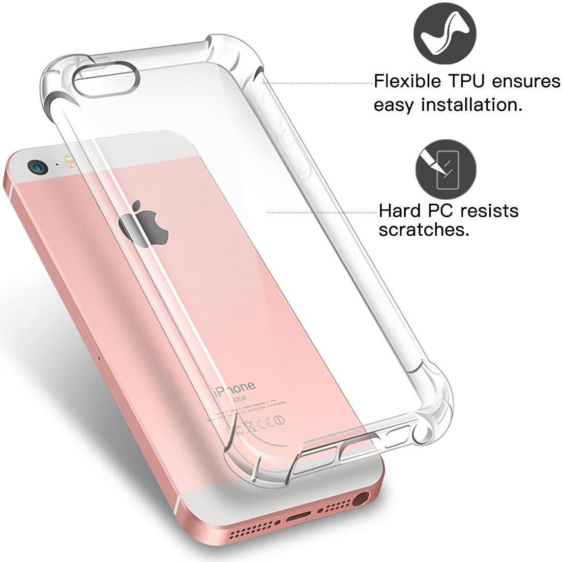Apple iPhone 5/5s/SE Schokbestendig Hoesje Transparant afbeelding 5